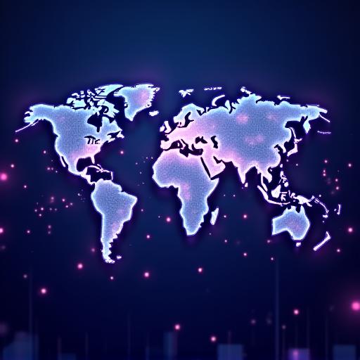 Grafik jaringan global yang terhubung melambangkan distribusi digital